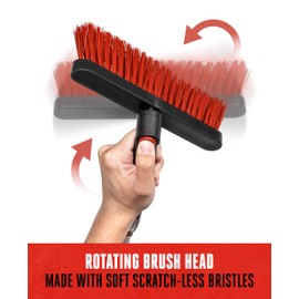 BDK Motor Trend Ice Scraper with Extendable Handle and Rotating Brush Head - Tough Rubber Grip Snow Brush/Broom/Frost Remover for Car and Truck Windshields/Mirrors, Winter Storm Survival Kits