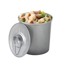 Restaurantware 4 oz Round Silver Plastic Tin Can - with Lid - 2 1/2" x 2 1/2" x 2 3/4" - 100 count box