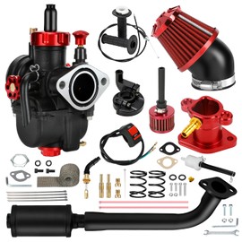 XIKOBY PE22 Carburetor Throttle Cable Exhaust Muffler Assembly for Predator 212 196cc Coleman CT200U CT200U-EX BT200X Mini Bike Baja Warrior Massimo MB200 Axis GX160 Engine Minibike Parts Stage 2 Kit