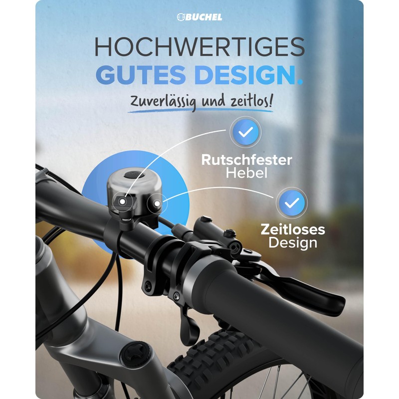 BÜCHEL Bicycle Bell, Mini Bell, Chrome-Plated, Waterproof and Rustproof Bell