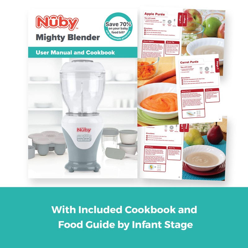 Nuby Mighty Blender with Cookbook - 22-Piece Baby Food Maker