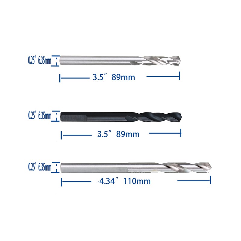 WowSupM 6.35 mm 12pcs Twist Drill High-Speed Steel Bit HSS