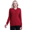SMILING PINKER Women Cardigan Solid Crew Neck Button Down Sweater