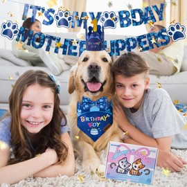 TCBOYING Dog Birthday Party Supplies, Multi Size Offered, Dog Birthday Bandana Banner Boy Hat Bow Tie with Numbers for Small Medium Large X-Large Dogs Pets (Small)
