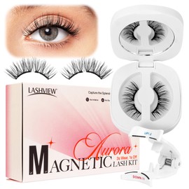 LASHVIEW Magnetic Eyelashes with Applicator,Reusable Soft Magnetic Eyelashes Natural Look, No Glue Needed RC14-N
