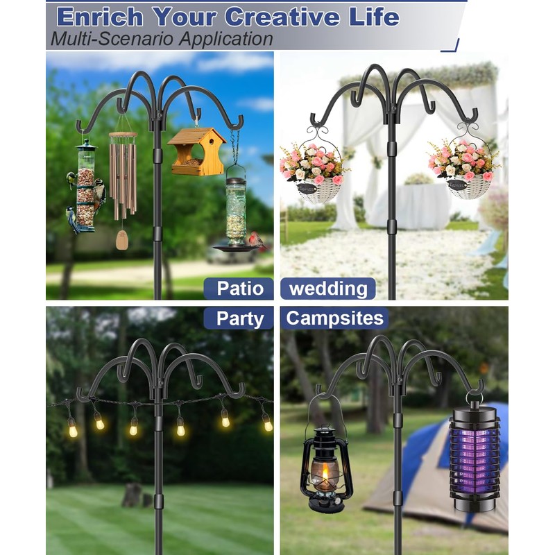 Upgrade 4-Hook Shepherds Hooks for Outdoor with Plastic Tube, 92"