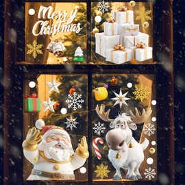 Maimegatt Christmas Window Clings for Glass Windows 9 Sheets Cute Santa Snowflakes 3D Winter Xmars Window Stickers Christmas Decor for Merry Christmas Decoration Window Shop Display