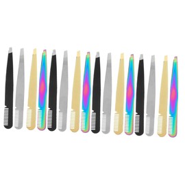 WOONEKY 4pcs Eyebrow Tweezers Tip Precision Tweezers for Men Women Ergonomic Grip Durable Lightweight Personal Grooming Tool for Travel