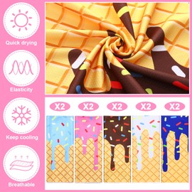 Breling 10 Set Baseball Cream Drip Cooling Towels with Bags 40"x12" Ice Cooling Towels Microfiber Sweat Sport Rags Absorbent Chilly Washcloth for Hot Weather Workout Yoga Gym Coach Sport Party Favors