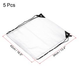 PATIKIL 42x34cm Nylon Drawstring Bag, 5 Pack Storage Bulk Cinch Backpack Sack for Gym Sports Outdoor Traveling, White