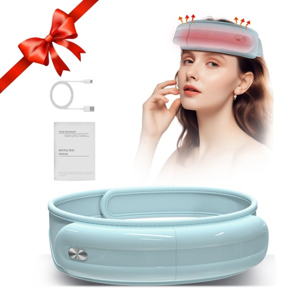 MJK Electric Headache Massager w/Heat and Music Kneading Compression Migraine