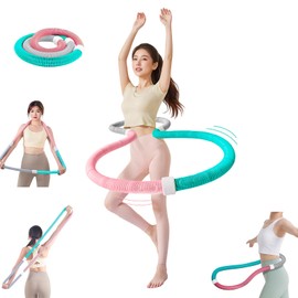 Skyverse Soft Spring Hula Hoop, Foldable, Silent, 2.6 lbs (1.2 kg), Waist Friendly and Odorless PVC, Waist Tightening, Cardio Exercise, Indoor Fitness, Adult Diet Equipment, Unisex, Compact Storage (Pink Green Grey)