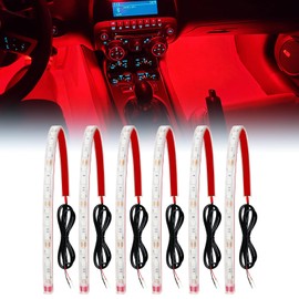 Qasim Car LED Strip Light 12V Red 12.5''/32CM for Golf Cart Underglow Boats Vehicle Automotive Truck Van Motorcycle Footwell Lighting IP67 Waterproof, Pack of 6