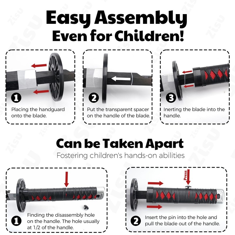 Zisu Tanjiro Sword - 23.6" Short Katana Replica for Kids