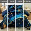 Holawakaka Dark Blue Gold Marble Bedding Comforter Set Queen Size
