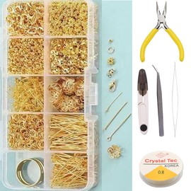 TBXqian Earring Making Kit, 17-Piece Jewellery Making Set with 590 Pieces Jewellery Accessories, Jewellery Craft Accessories, Includes Jewellery Pliers and Tweezers for Necklaces, Bracelets, Pendants,