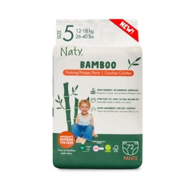 Naty Bamboo Viscose Training Pants – Silky Soft, Potty Training Underwear, Plant Based Pull ups, Dermatologically Tested for Sensitive Skin & Super Absorbent (Size 5, 72 Count)