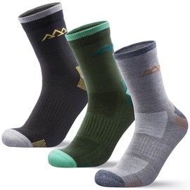 innotree Merino Wool Hiking Socks for Men, Micro Crew Half Cushioned Thermal & Moisture Wicking Hiking Socks, 3-Pack
