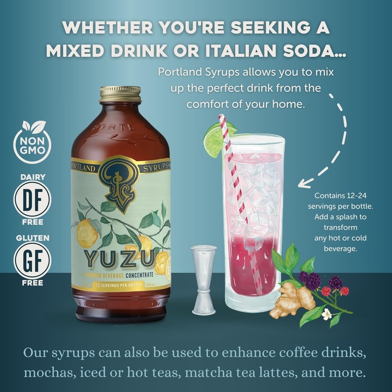 Portland Syrups Yuzu Syrup - Premium Beverage Concentrate for Delicious