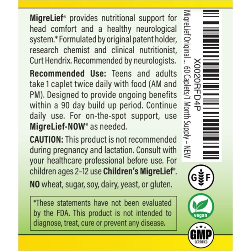 MigreLief Original Triple Therapy with Puracol - Nutritional Support for