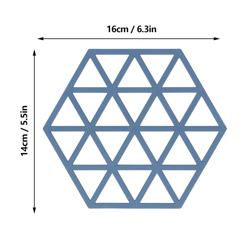 5pcs Table Mats Geometric Hex Shape Hollow Silicone Blue Insulation