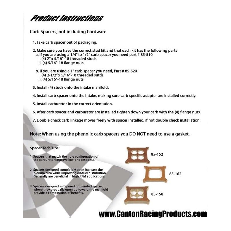 Canton Racing 85-040 Phenolic Carburetor