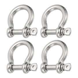 PATIKIL Screw Pin Shackle 10mm 3/8" 1410lb, 4Pcs 304 Stainless Steel Forged Bow Shackle Marine Grade for Chains Wire Rope Outdoor, Silver