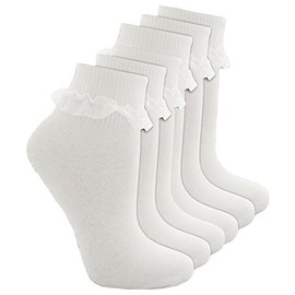 Tick Tock Pack of Baby Girls Cotton Rich Frilly Lace Top Socks 6 White 3-5.5