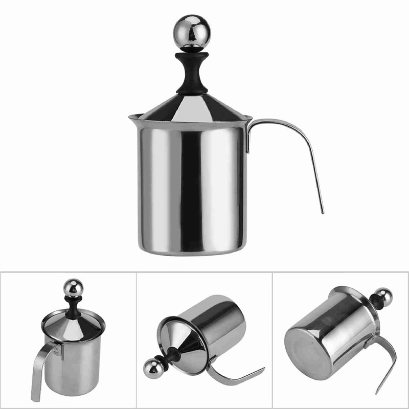 400ML/800ML Stainless Steel Manual Milk Frother Double Mesh Coffee Foamer