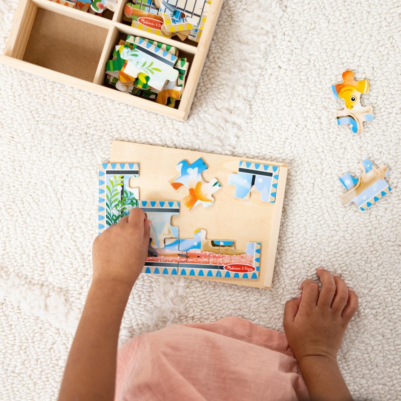 Melissa & Doug Wooden Jigsaw Puzzles in a Box 2-Pack