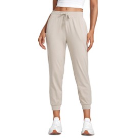 CRZ YOGA Cloud Jersey Joggers Sweatpants Women 25" Capri Casual Lounge Pajama Workout Sweat Pants with Pockets Mojave Tan Medium