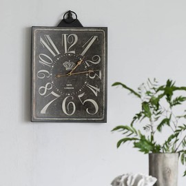 TREATLIFE HOME Large Vintage Black Rectangular Wall Clock with White Numerals, Durable Home Decor Accent