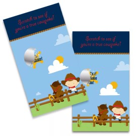 Candles & Favors Little Cowboy - Baby Shower Scratch Off Game Pack