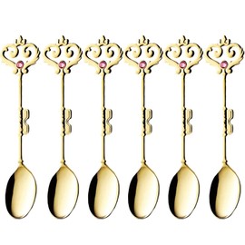 Takakuwa Metal 519804 Herky Gold Teaspoon, Pink, Set of 6