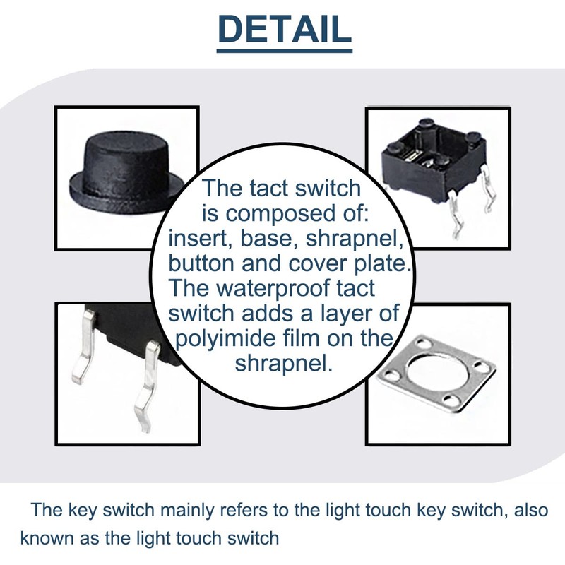 DAOKAI 100pcs Tact Switch 4 Pin Tactile Push Button Switch