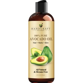 Handcraft Blends Avocado Oil - Cold-Pressed 8 Fl Oz - 100% Pure and Natural - Premium Grade Carrier Oil for Skin and Hair - Hair and Body - Massage - Hexane-Free