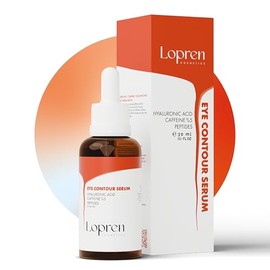 Lopren Caffeine Eye Serum for Dark Circles and Puffiness, Under Eye Treatment with Hyaluronic Acid, Peptides & Amino Acids, Fragrance-Free, Paraben-Free, Lightweight Formula, 1 Fl Oz