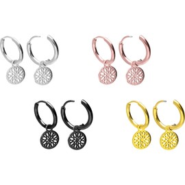 FILANGO 1 Pair Surgical Steel Ear Clicker Hoop Earrings Mandala Choice of Colours and Sizes, Stainless Steel