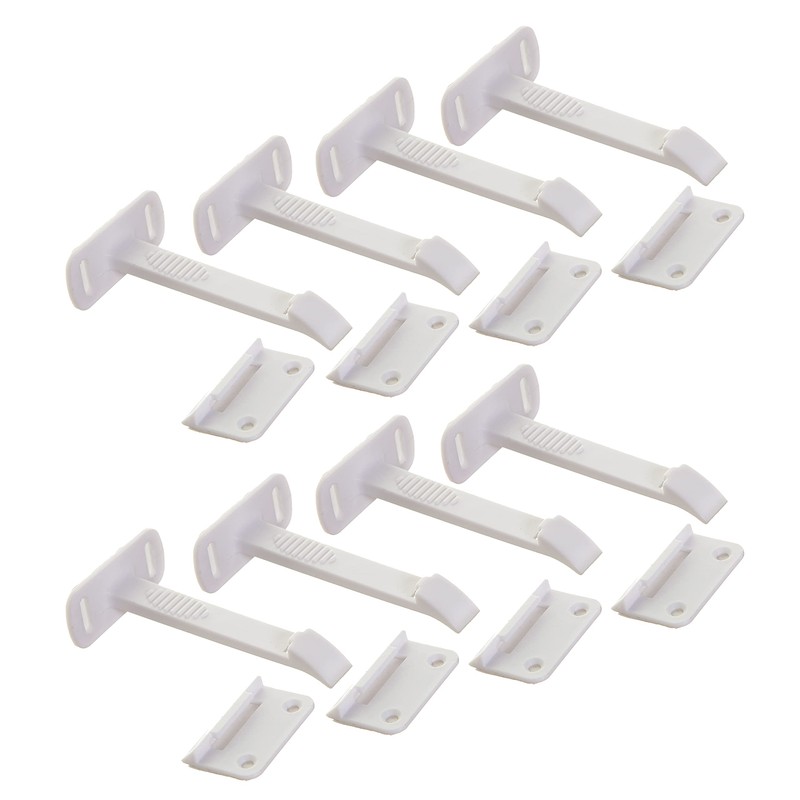 Dreambaby Adhesive Safety Latches for Drawers & Cabinets, White, 8