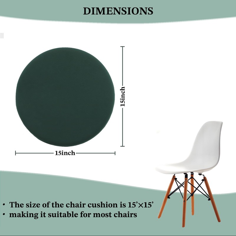 Yaspetala Dark Green 15 Inch 2 Pack Round Memory Foam