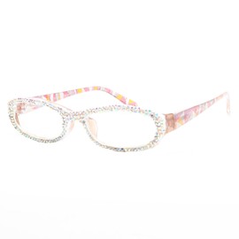 bullabulling Sophisticated Cat Eye Reading Glasses for Women Stylish Rhinestone Narrow Ladies Computer Readers Glasses (AB, 1.25, x)