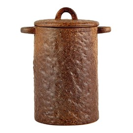 47th & Main Stoneware Canister for Countertop Textured Kitchen Canister with Lid, 3.25"Dia x 4.25"W x 6"H, Brown