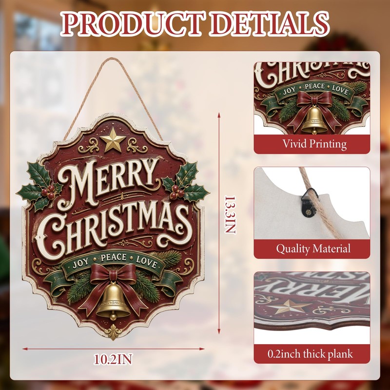 Christmas Door Hanging Sign,Wooden Christmas Door Sign,Christmas Decoration