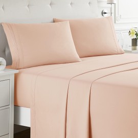 Nestl Queen Sheet Set - 4 Piece Bed Sheets for Queen Size Bed, Double Brushed Queen Size Sheets, Hotel Luxury Peach Sheets, Extra Soft Bedding Sheets & Pillowcases