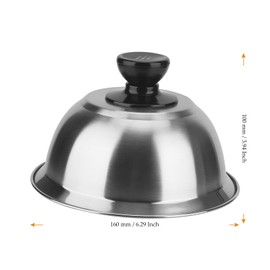 FAAING Set of 4 Burger Bells Stainless Steel 16 cm Burger Covers Burger Cover Stainless Steel Melting Bell with Handles and Screwdriver, Hamburger Bell for Grill Cheeseburger Steak