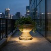 Resin Aged Stone Effect Urn Planter-Hand-painted Faux-stone Aged High-legged Irregular