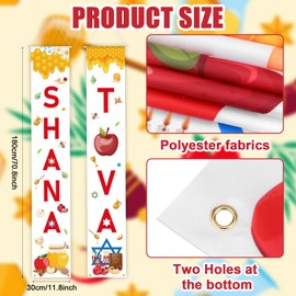 Furbeko 2 Pcs Shana Tova Door Banner Porch Sign Happy Rosh Hashanah Hanging Decorations Flag Banners for Jewish New Year Party Favors Supplies Celebration Wall Garden Yard Decor (Rosh Hashanah)