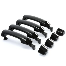 Kojem Black 202 Door Handles Kit Assembly W/O Passenger Keyhole Compatible with 2011-2022 Tundra Crewmax/Sequoia (Glossy Black) Replacement for 81295 692100C010 692170C030 692170C010
