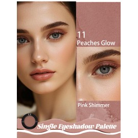 Single Eyeshadow Palette, Pink Eyeshadow Shimmer, Highly Pigmented Long Lasting Waterproof Eye Shadow Palette Makeup, Sombras Para Ojos, Nature Mini Facial Beauty Makeup Lightweight Gift for Woman 11