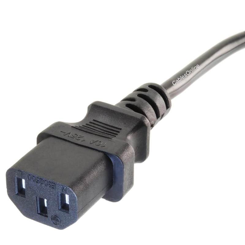 CablesOnline, 2-Pack 1ft Right-Angle NEMA 5-15P to IEC C13 Short